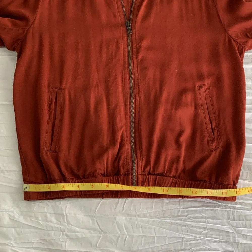 MAURICES Women’s Full Zip Bomber Jacket Rust Orange Thin Lightweight Elastic‎ XS